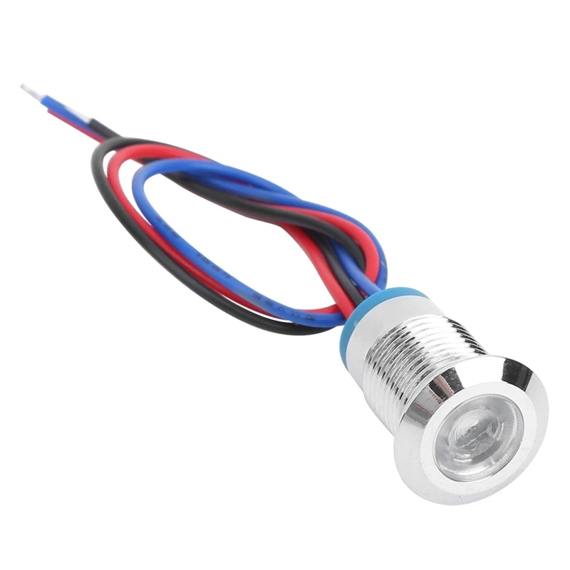 AB46-Pre-Wired LED Indicator 12Mm 12V‑24V Dual Colors Common Anode LED Light (Red Blue), Buttons And Indicators