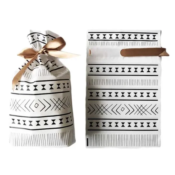 

20 Pcs Black White Gold Geometric Gift Wrap Drawstring Bag Candy Bag Gift Wrapping Bags Party Favor Supplies