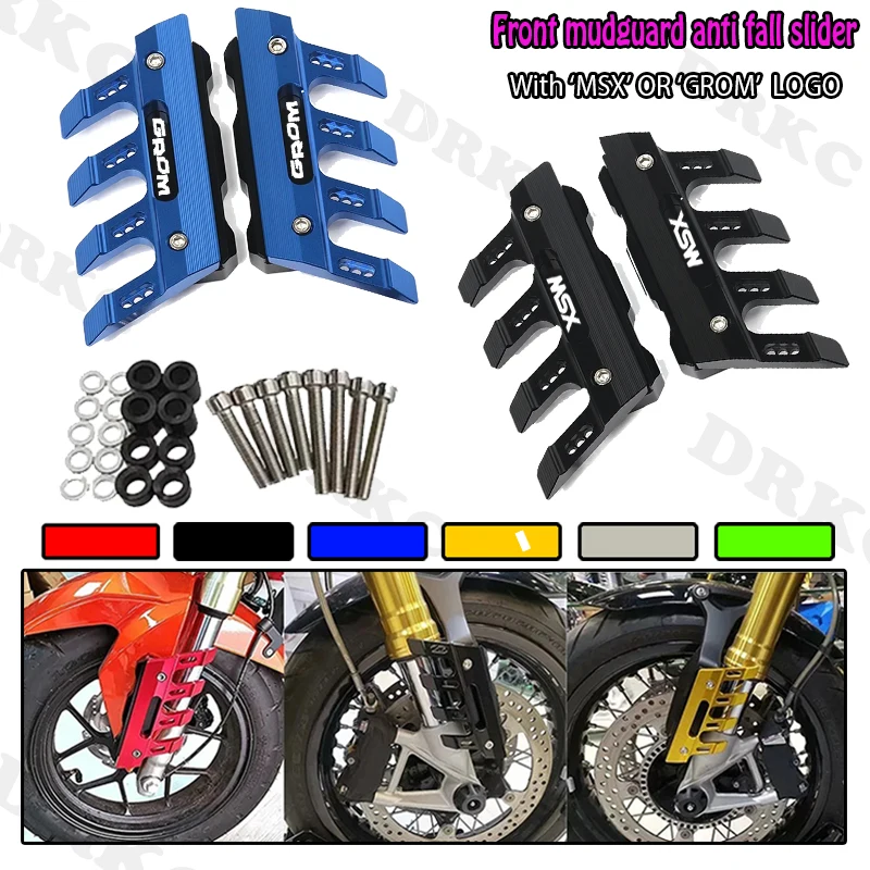

For Honda Grom 125 GROM125 MSX125 Motorcycle Mudguard Front Fork Protector Guard Block Front Fender Anti-fall Slider Accessories