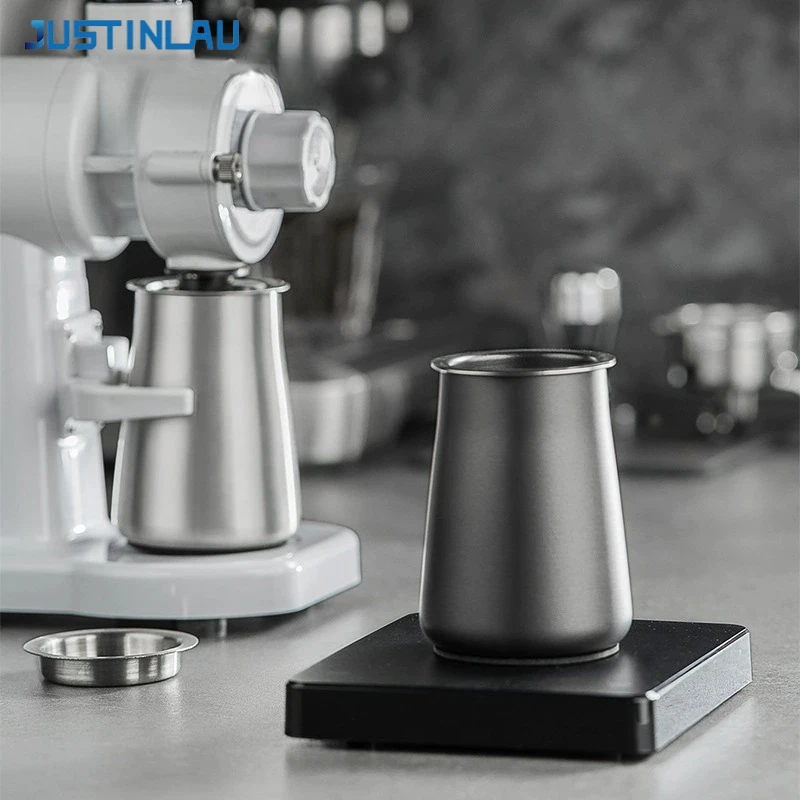JUSTINLAU Coffee Powder Filter Stainless Steel Dosing Cup 3 in 1 Coffee Sifter with Lid Grinder Powder Cup Coffee Accessories