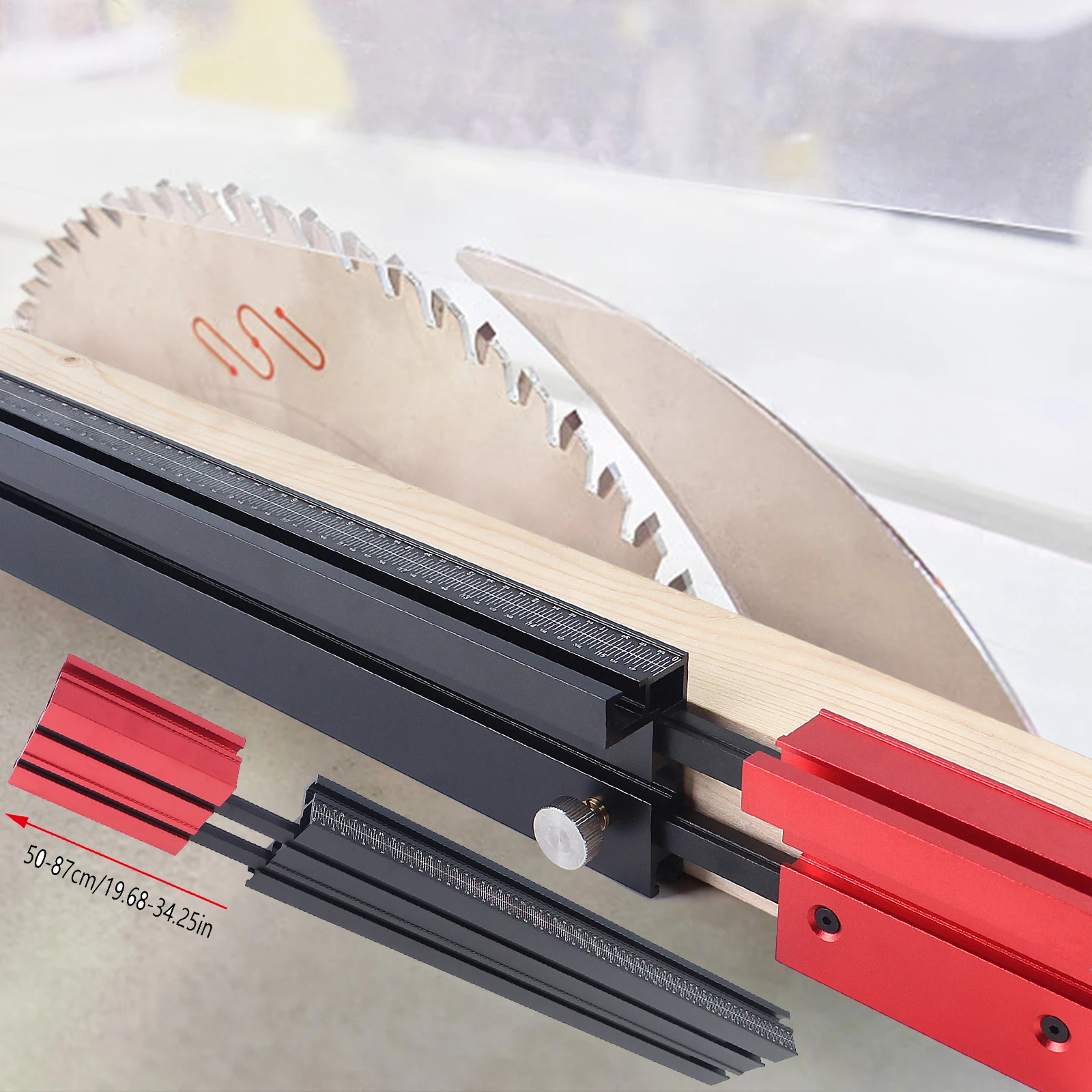 

MM&Inch 75 Type Telescoping Aluminum Profile Router Fence T-Track Table Saw Fence Woodworking T-Slot Miter Track Fence 50-87CM