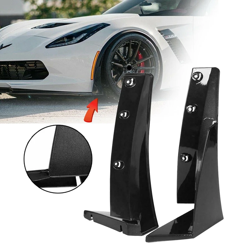 Front Splitter Extension Winglets ABS Kit For 14-Up Corvette C7 Z06 Z07 Stage 3