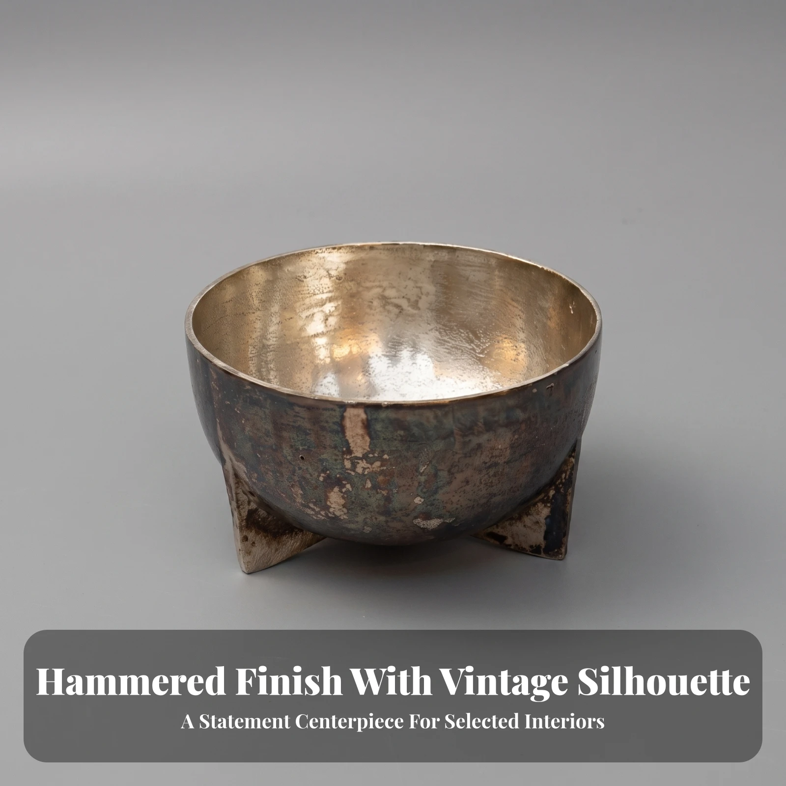 Metal Bowl with Feet Hammered Aluminum Bowl Versatile Elegant for Tabletop, Entryway