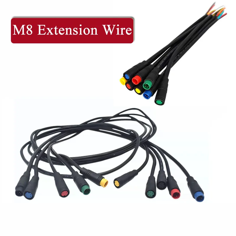 1M M8 Plug Connection Wire M8 Male to Female Extension Cord M8 Waterproof Connector Cable 2 3 4 5 6 Head Sensor Line Mini