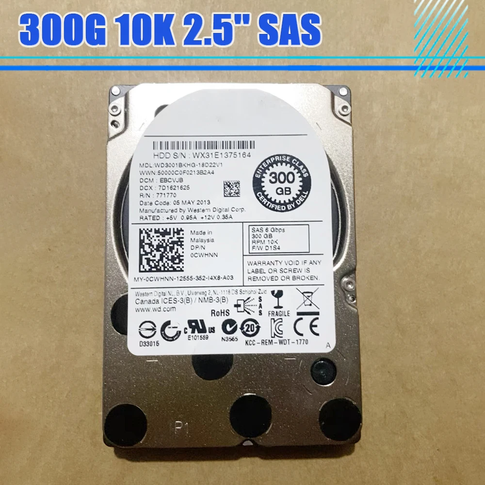 

WD3001BKHG 0CWHNN HDD 300G 10K 2,5 ''SAS CWHNN серверный жесткий диск для DELL