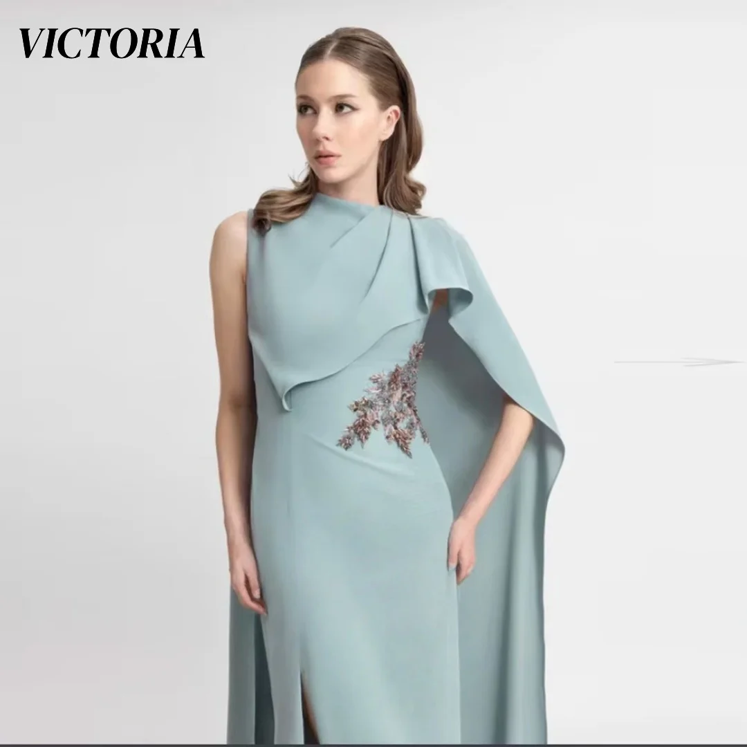 VICTORIA elegant  Column Floor Length Side Slit Applique  Vertically women's wedding par Mother Of The Bride Dresses  Customized