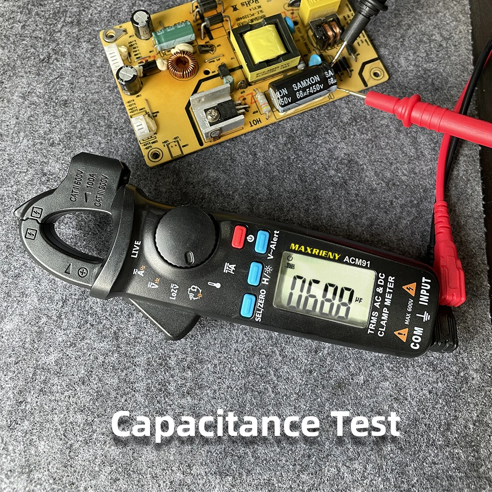 MAXRIENY Digital Clamp Meter, True RMS, ACM91, 92, Alta Precisão, Amperímetro, Voltímetro, Alcance Automático, Temperatura, Capacitância Tester