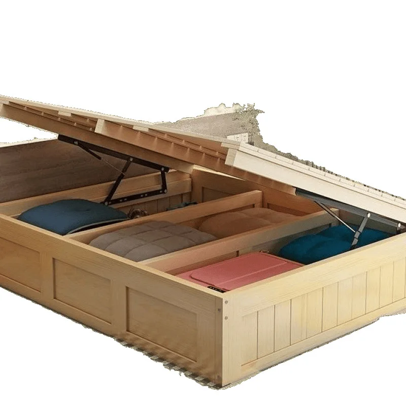 

Double single box storage air pressure high box storage solid wood frame tatami bed box no bedside children