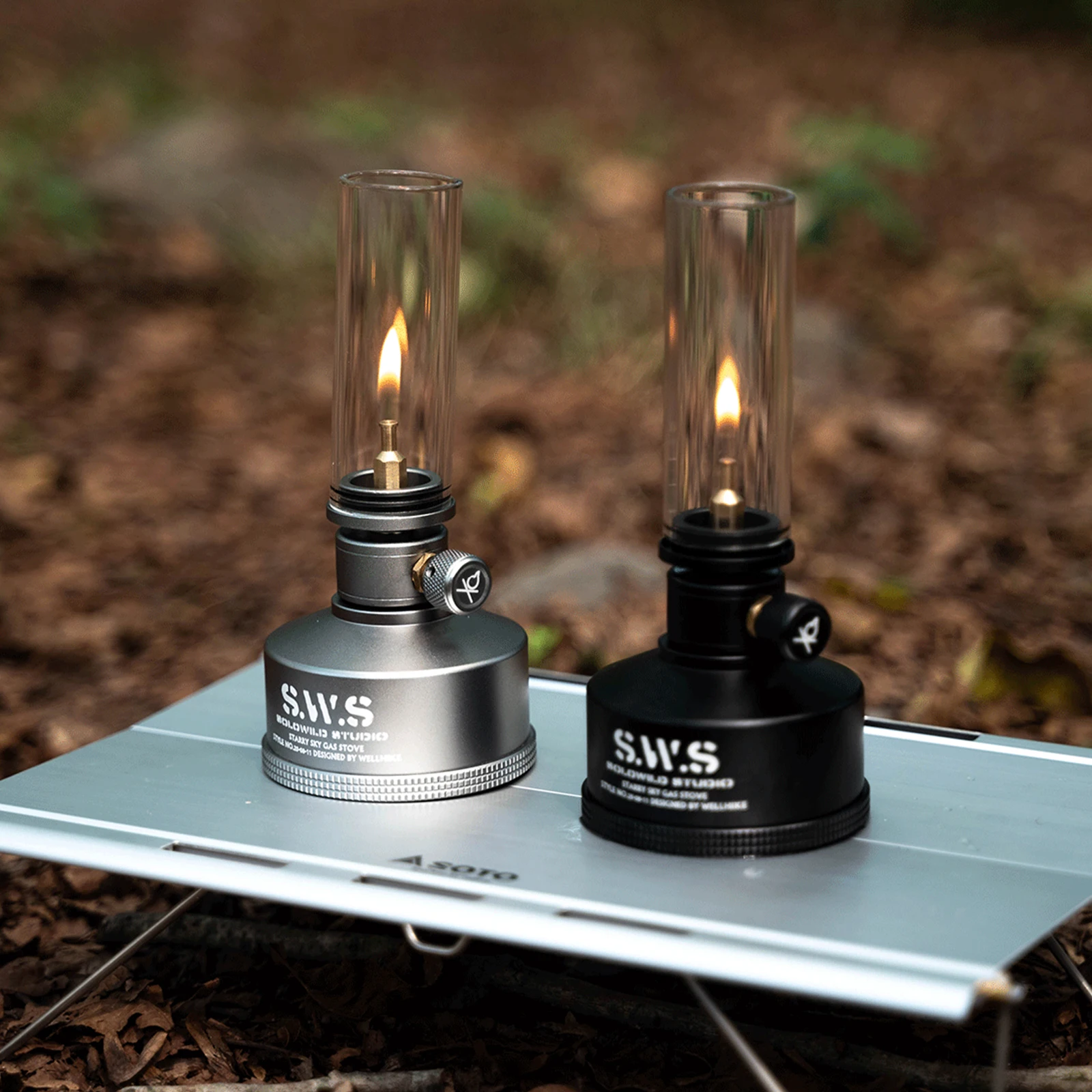 Portable Tent Lantern Glass Lampshade Gas Atmosphere Lamp with Screw On Gas Tank Candle Lantern Energy-saving for Camping Picnic
