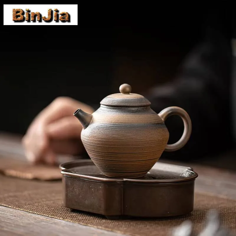

160 мл ретро позолоченный железный глазурованный чайник древний ранний сжиженный грубый керамический горшок чайник дахунпао чайная посуда коллекция подарков