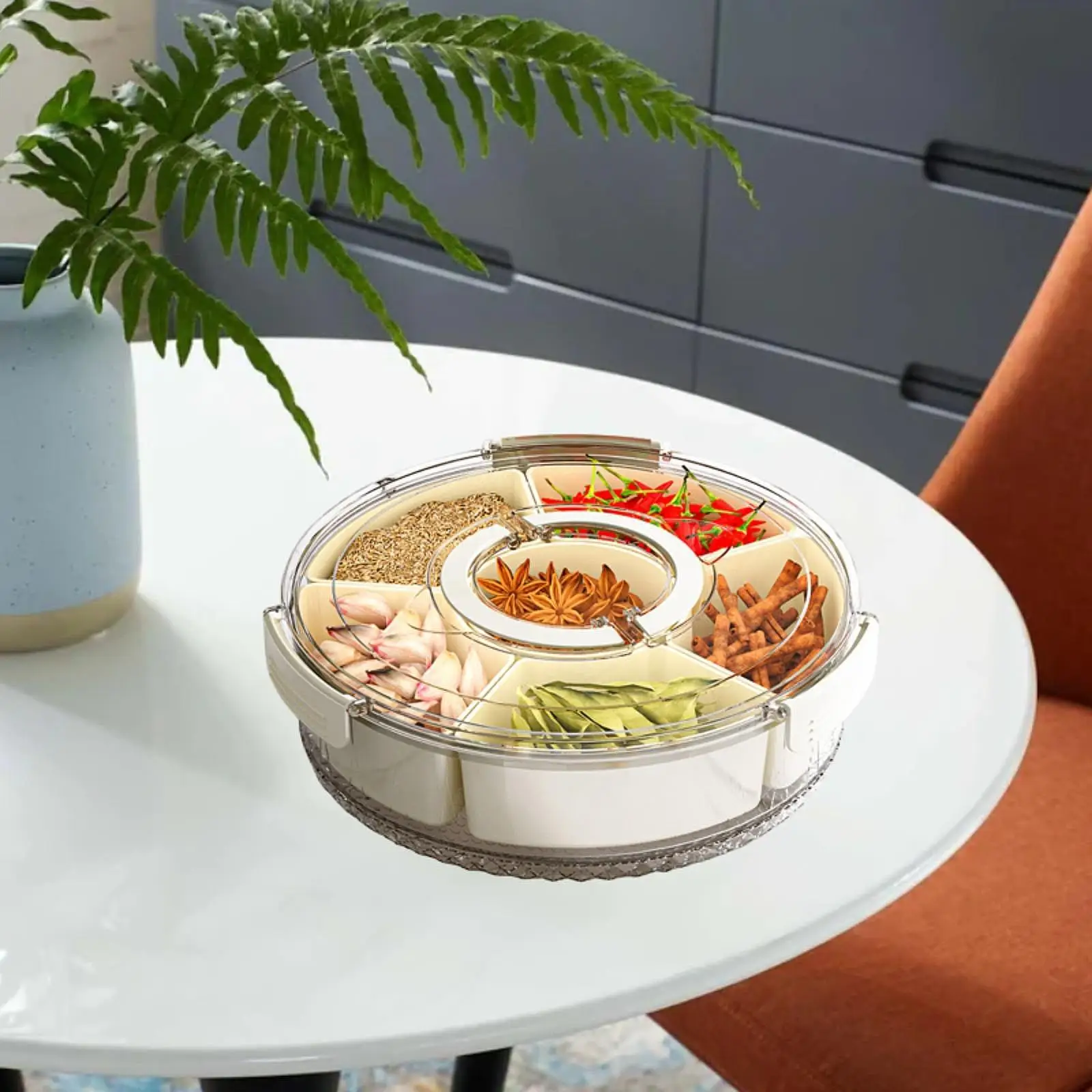 Dried Fruit Salad Plate with Lid Serving Tray for Cookies Appetizer Cabinet