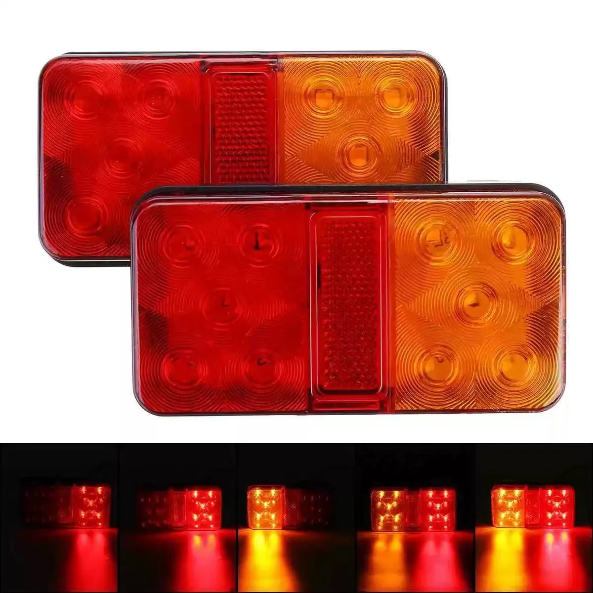 

2Pcs 12-80V Wide Voltage Truck Tail Lamp, Waterproof 10-LED Side Signal Light & Rear Indicator for Trailers