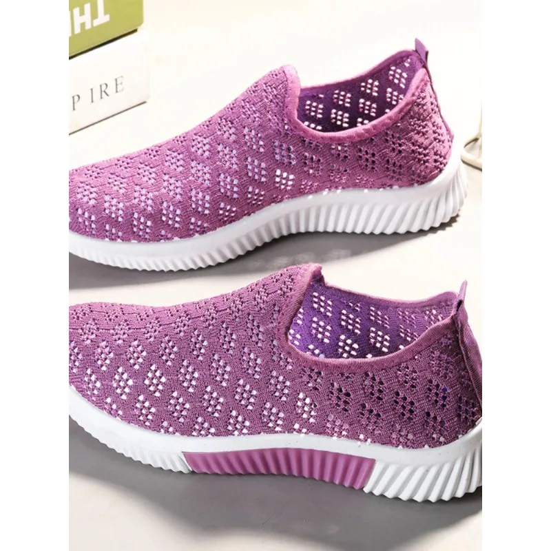 2024 New Fashion Mesh Shoes Women Shoes Mesh Sports Shoes Breathable Flats Soft Sole Casual Sneakers