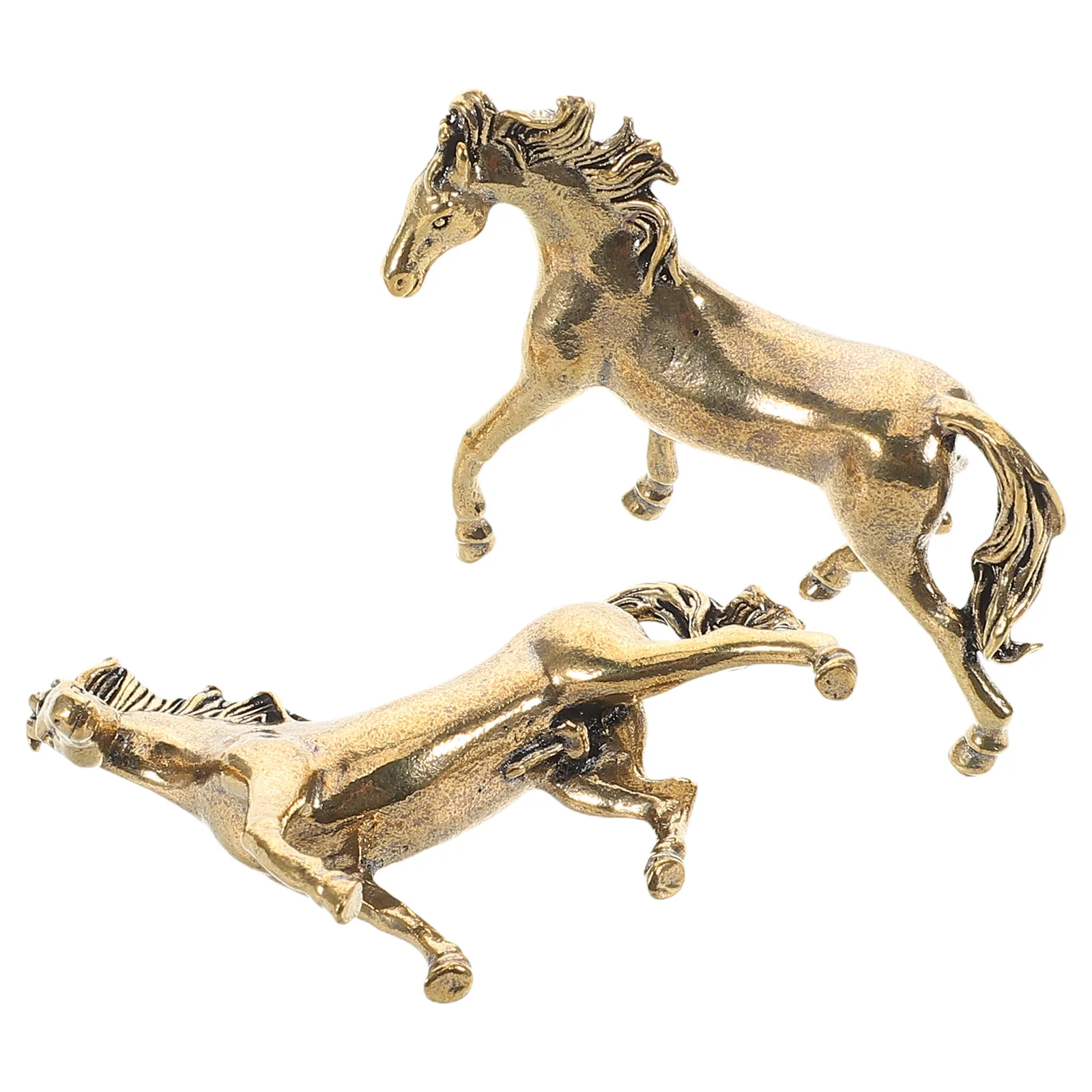 

2pcs Brass Horse Statues Copper Sculptures Desktop Decor For Feng Shui Wealth Business Gift Home Office Animal Metal