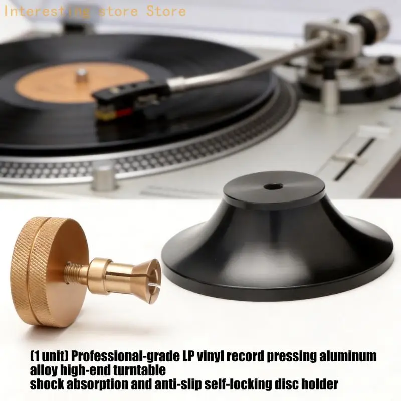 Gewichtsstabilisator mit dunkler Schallplattenklemme für Heimschallplatten mit Mittelhalt 55KC – Detail 10