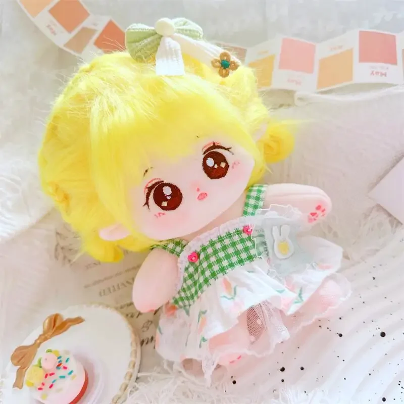 Cotton Doll 20cm, No Attribute Yellow Fried Chicken Sister Fried Hair with Skeleton Naked Baby Plush