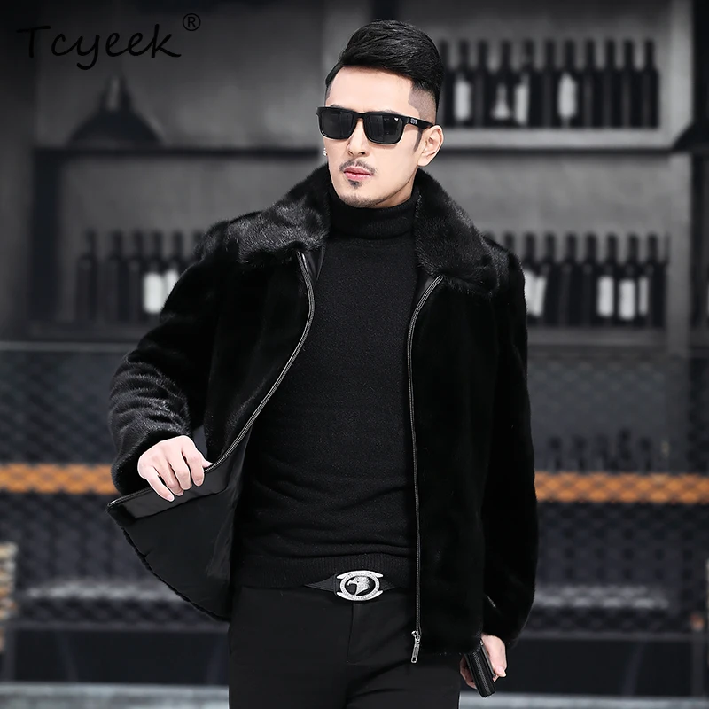 

Tcyeek Natural Mink Fur Coat Men Winter Clothes Mens Coats Whole Mink Real Fur Jacket New in Outerwears Zipper Куртка Мужская