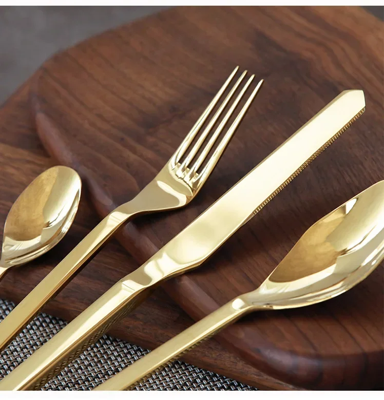 24PCS ins simple dessert knife, fork and spoon, Lyon Arthur golden Nordic style home life knife and fork set dessert tableware