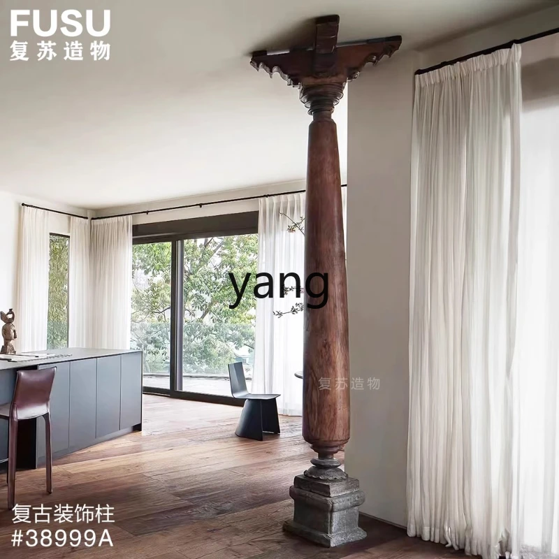 

TGF retro medieval quiet wind B & B decoration antique wood carving ornament teak column