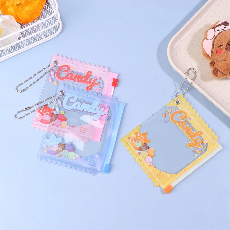 Cartoon PVC Dustproof Storage Bags Doll Badge Display Bag Candy Bag With Keyring Mini Box Card Bag Dolls Organizer Pouches