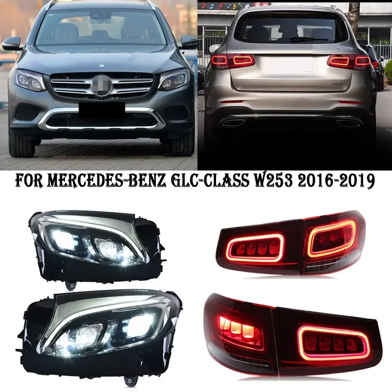 Car Front HeadLights with Rear Taillights For Benz GLC X253 W253 Headlights 2016-2019 LED DRL Signal Light Headlamps Assembly