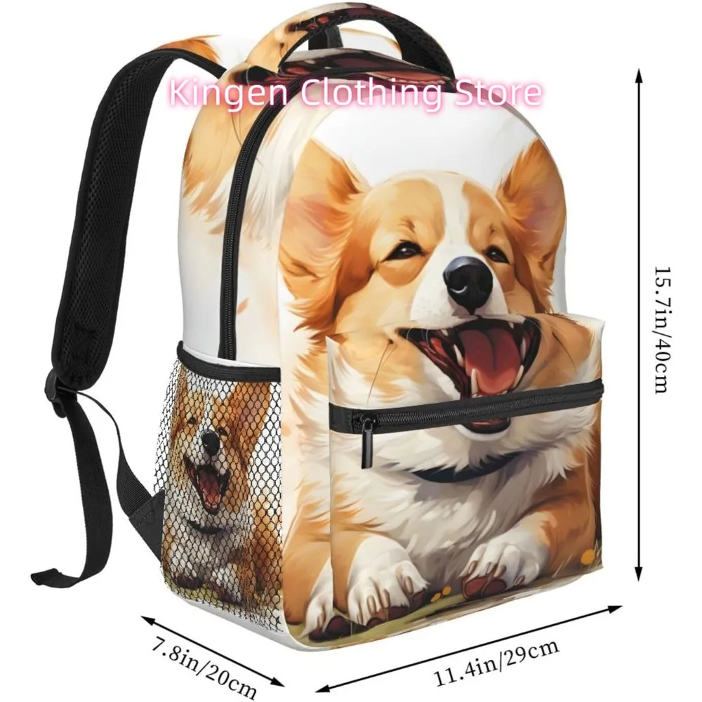 Uroczy plecak na laptopa z psem rasy Corgi, lekki, uniwersalny plecak podróżny na co dzień, plecak unisex do szkoły dla mężczyzn i kobiet.