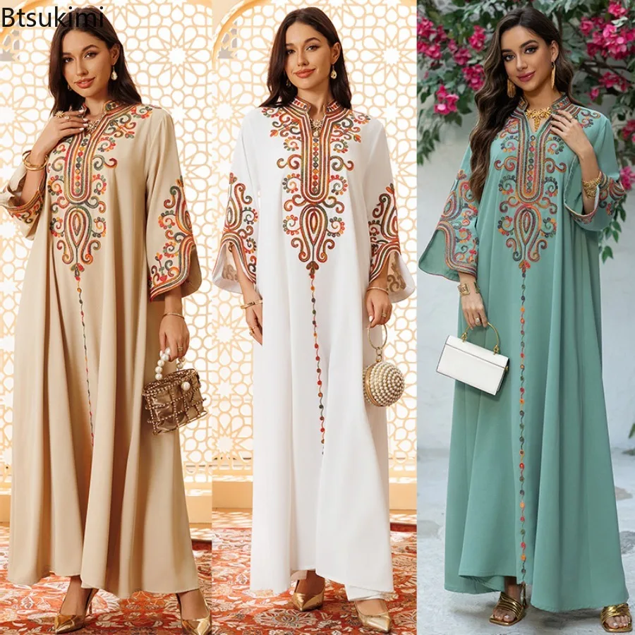

Muslim Abaya Dress for Women Embroidery Vestidos Largos Islam Arab Long Robe Jalabiya Ramadan Morocco Kaftan Dubai Elegant Dress