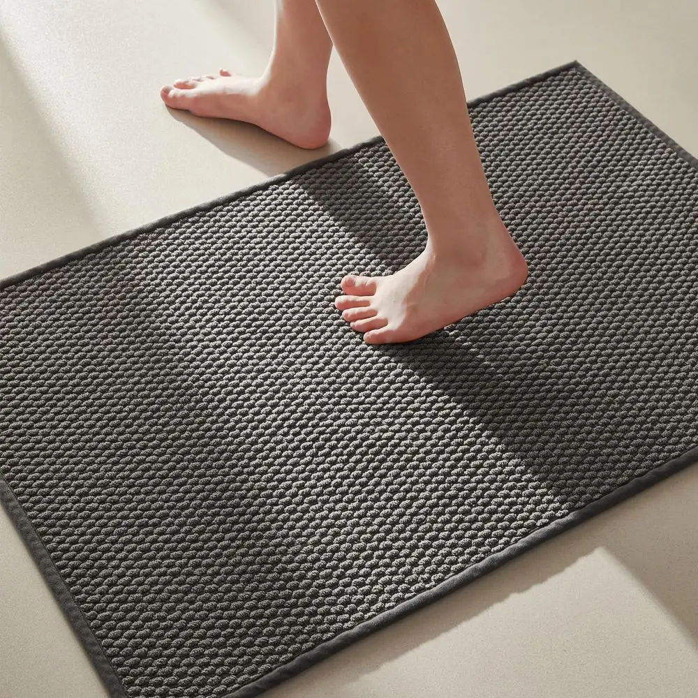 

Non-Slip Washable Absorbent Thin Bath Mat, Quick-Dry Low Pile, Grey, 16x24