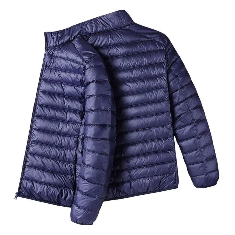 Veste à patte zippée pour homme, manteau en coton matelassé, col montant, patte zippée, manteau en duvet décontracté avec poches, hiver