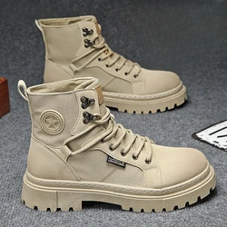 Man Shoes Platform Lace Up Rubber Boots for Men High Cut Spring Autumn Quality Y2k Vintage Retro Designer Casual Cheap Offer New