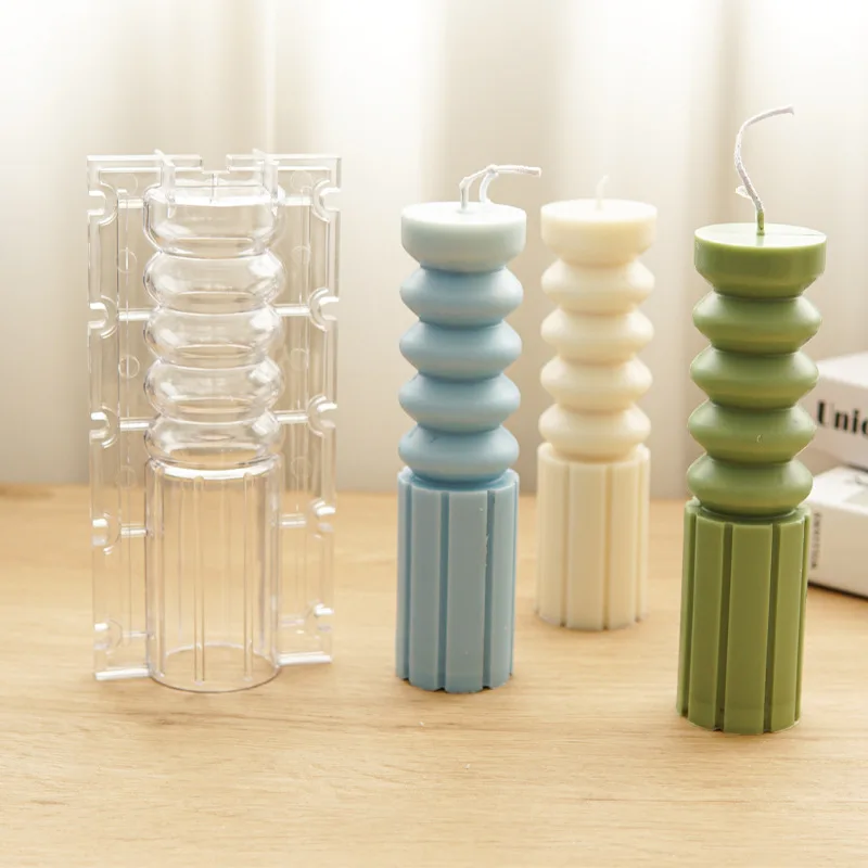 

Large Stacked Rolls Cylinder Candlestick Shape Candle Plastic Mold Diy Church Candle Kit Birthday Party Wedding Gift Decoration