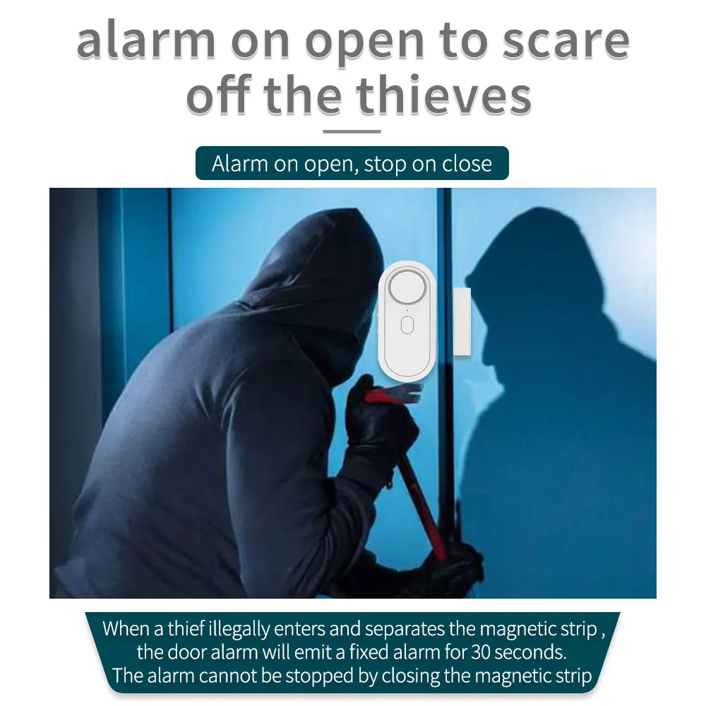 65-120dB Adjustable Sound Standalone Door Sensor Burglar Alarm Open Closed Magnetic Gap Window Alarm Detector With Multi Sounds