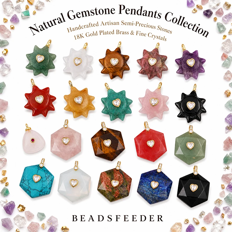 Semi Precious Gemstone Star David Round Charm Pendant,Lapis Lazuli Turquoise Amethyst Agate Necklace Bracelet Jewelry Supply R09