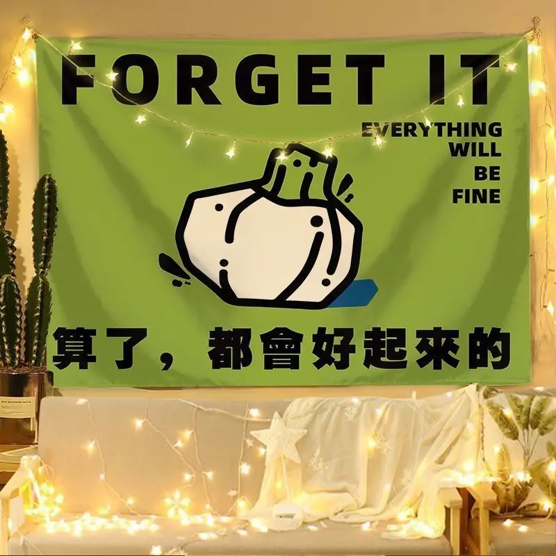 VIKAMA Forget It Motivational Tapestry, Cute Quote Wall Hanging for Bedroom Dorm Living Room Positivity Decor