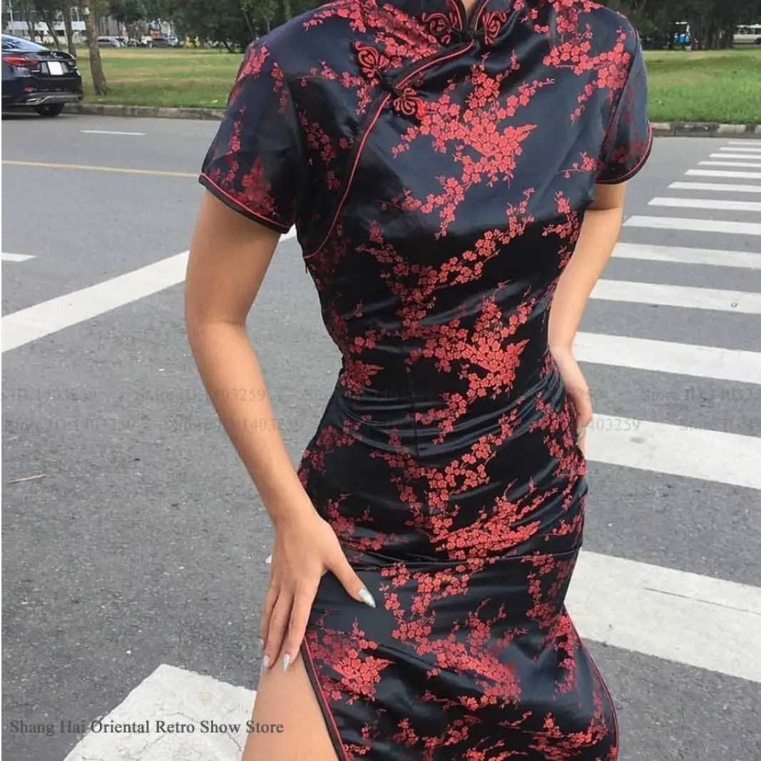 

Плюс размер 4XL 5Xl 6XL длинное платье Cheongsam в китайском стиле костюм винтажный воротник-стойка Qipaos женские Vestidos сексуальный сплит Qipao