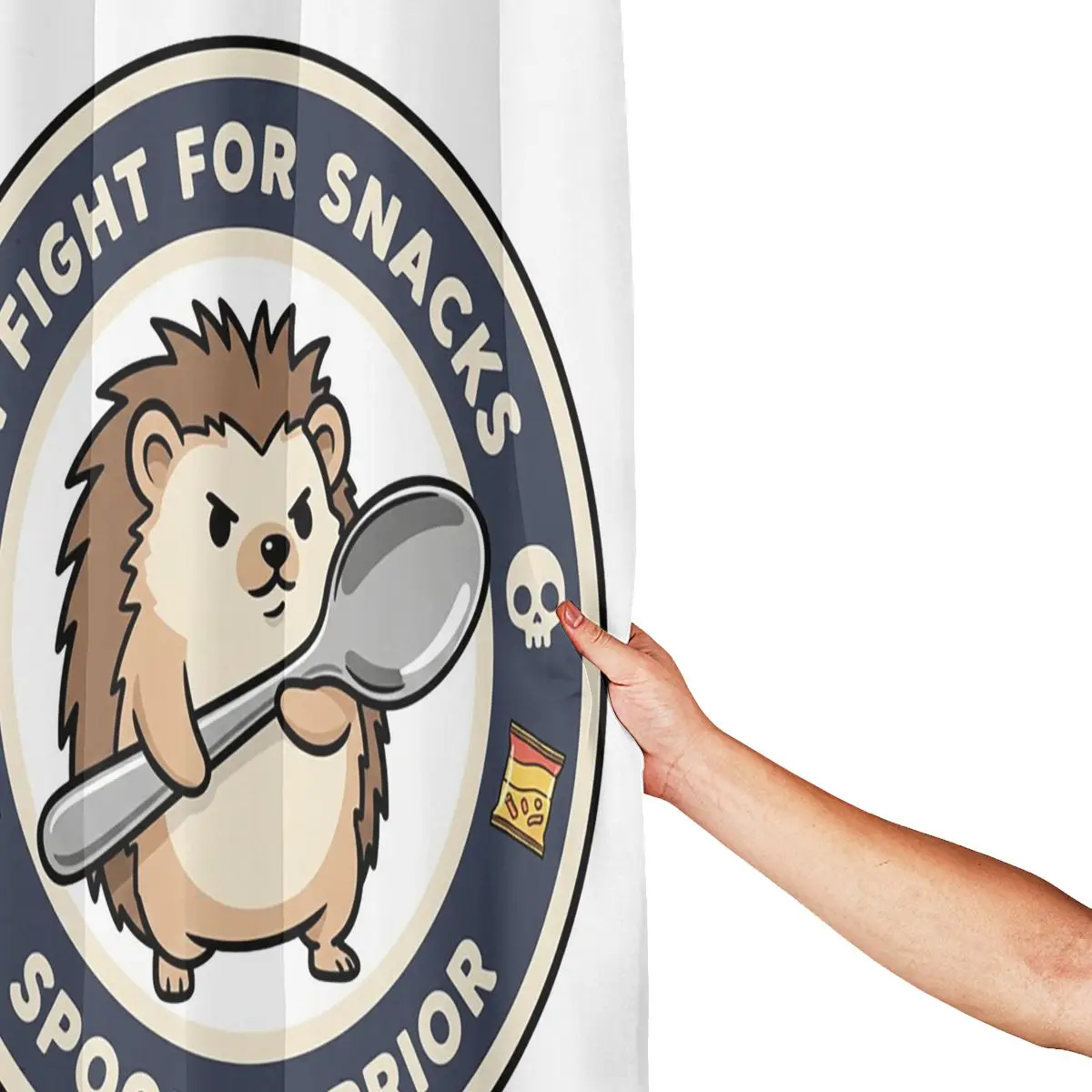 Spoon Warrior Hedgehog - I Fight For Snacks Shower Curtain Bathroom Polyester Waterproof Bath Curtains with Hooks
