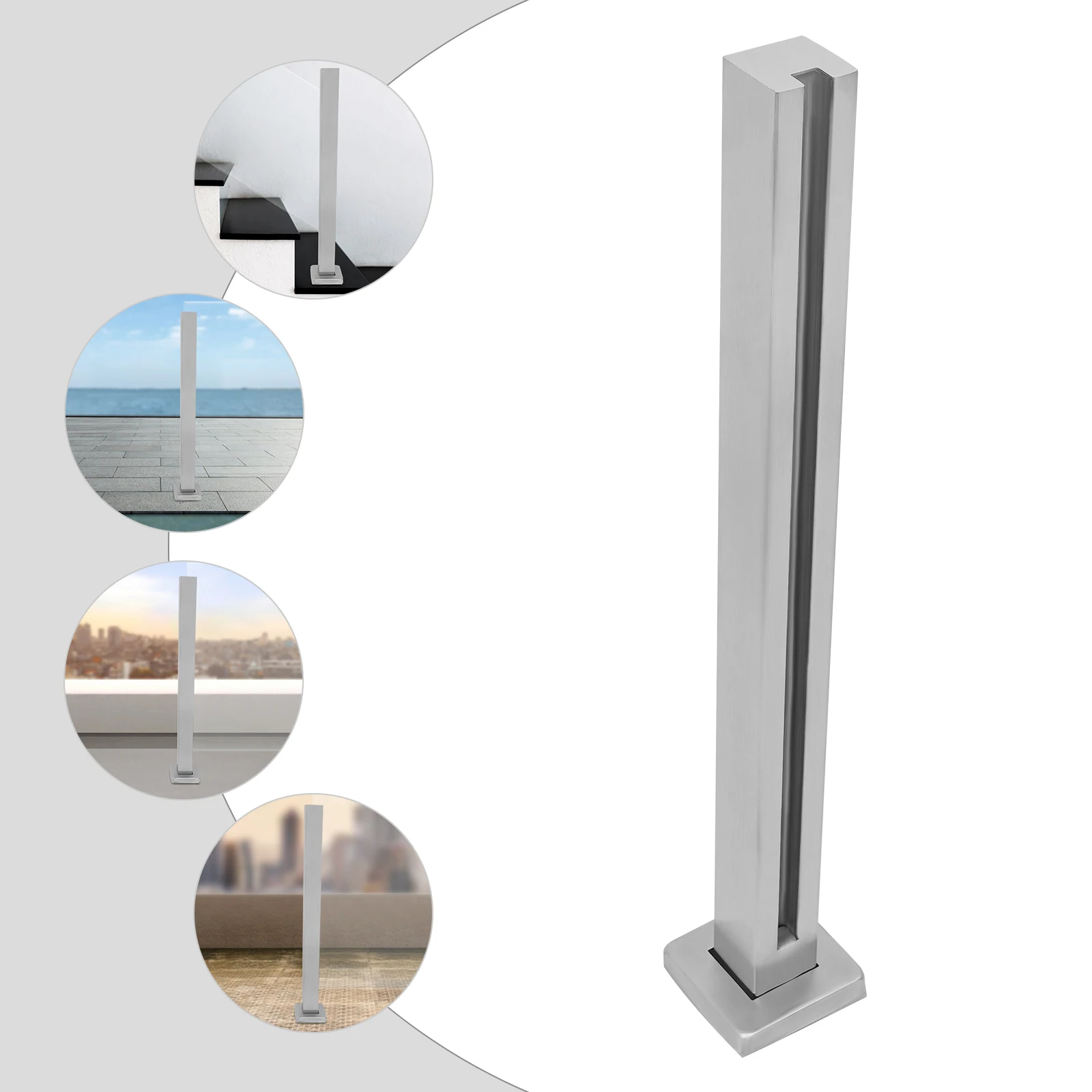 Trilhos de aço inoxidável 304 de alta qualidade com vidro, capacidade de carga de 220 libras, poste de 25,6 polegadas para visão clara, umidade e