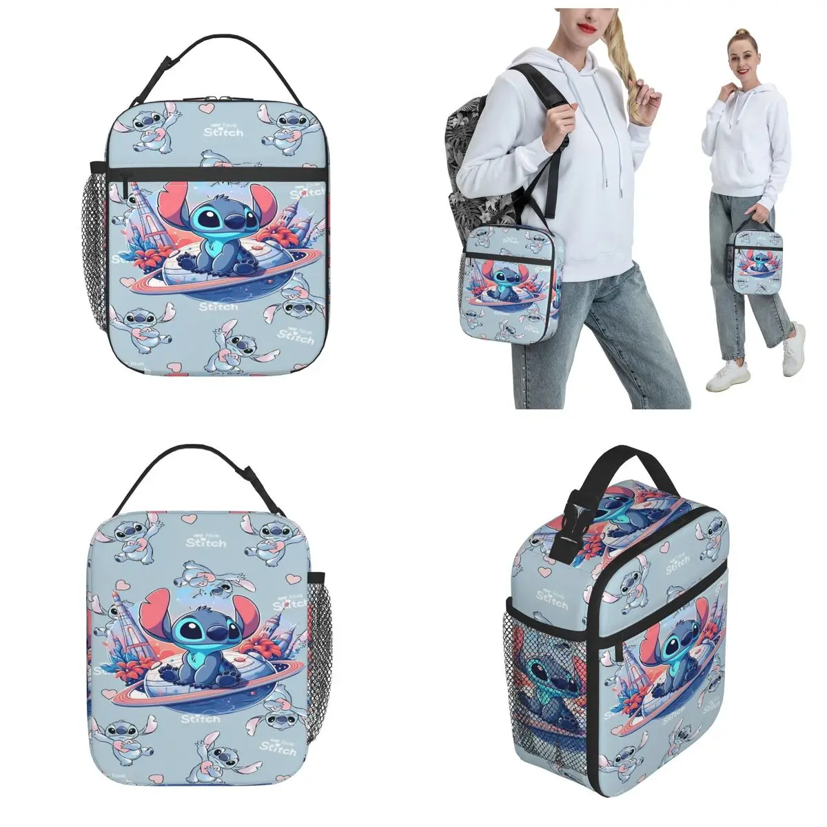 Stitch Cartoon Thermal Insulated Lunch Bags for Work Portable Food Bag Container Cooler Thermal Lunch Box