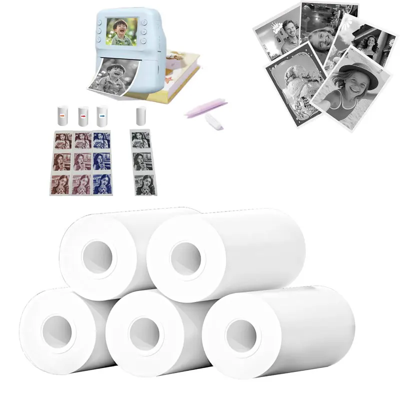 

5Rolls Camera for Kids Refill Print Paper Thermal Print Paper Rolls Photo Print Printing for Most Kids Instant Camera Paper Only