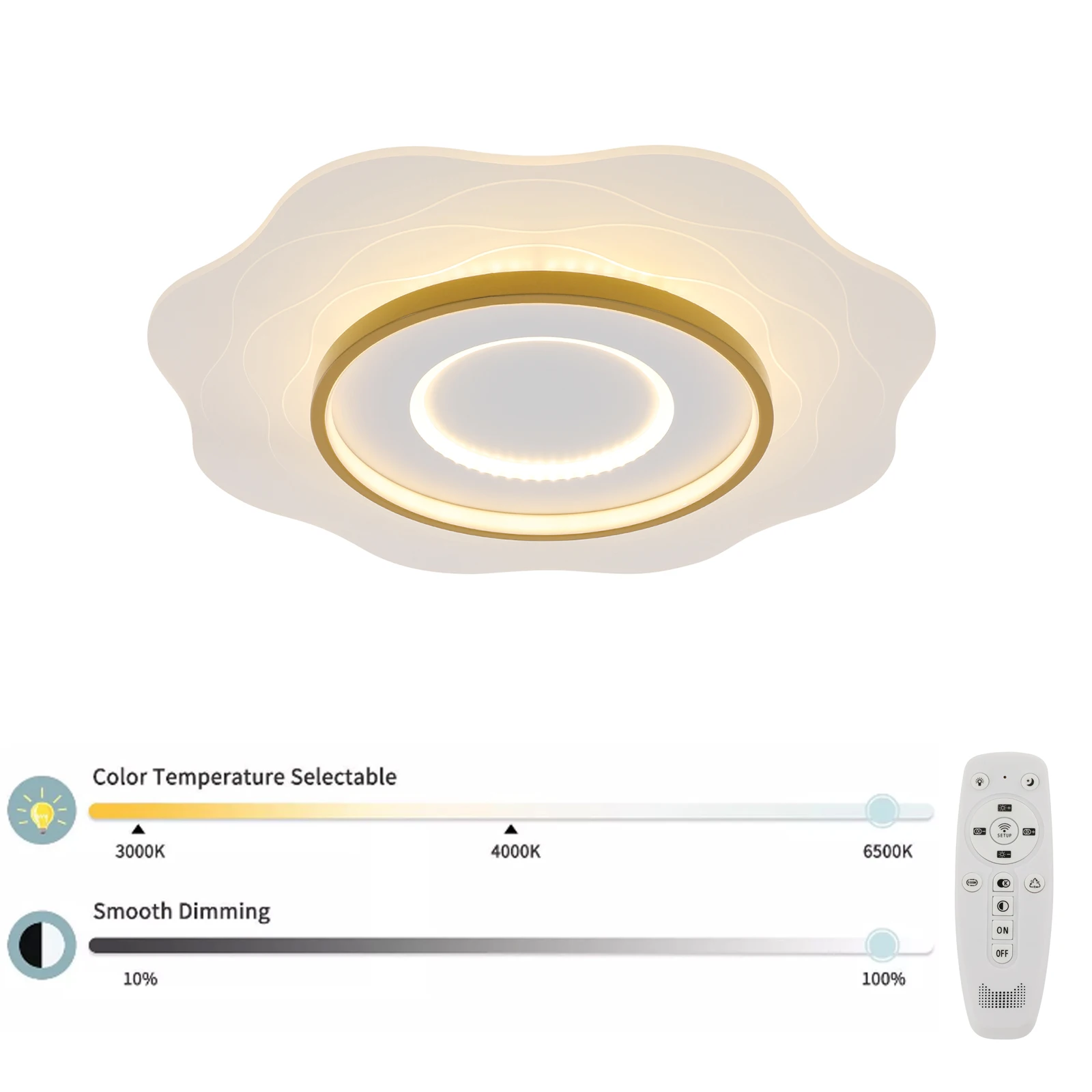 

60cm 40-60W Flower Shaped Ceiling Light Dimmable LED with Remote Control Modern Pendant Lighting for Home Decor