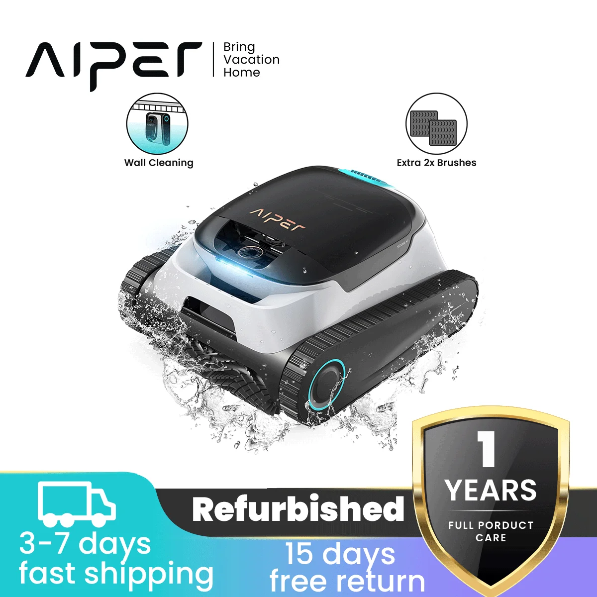 Aiper Scuba N1 Refurbished AIPER Cordless Inground Pool Vacuum Robotic Cleaner 4 Cleaning Modes