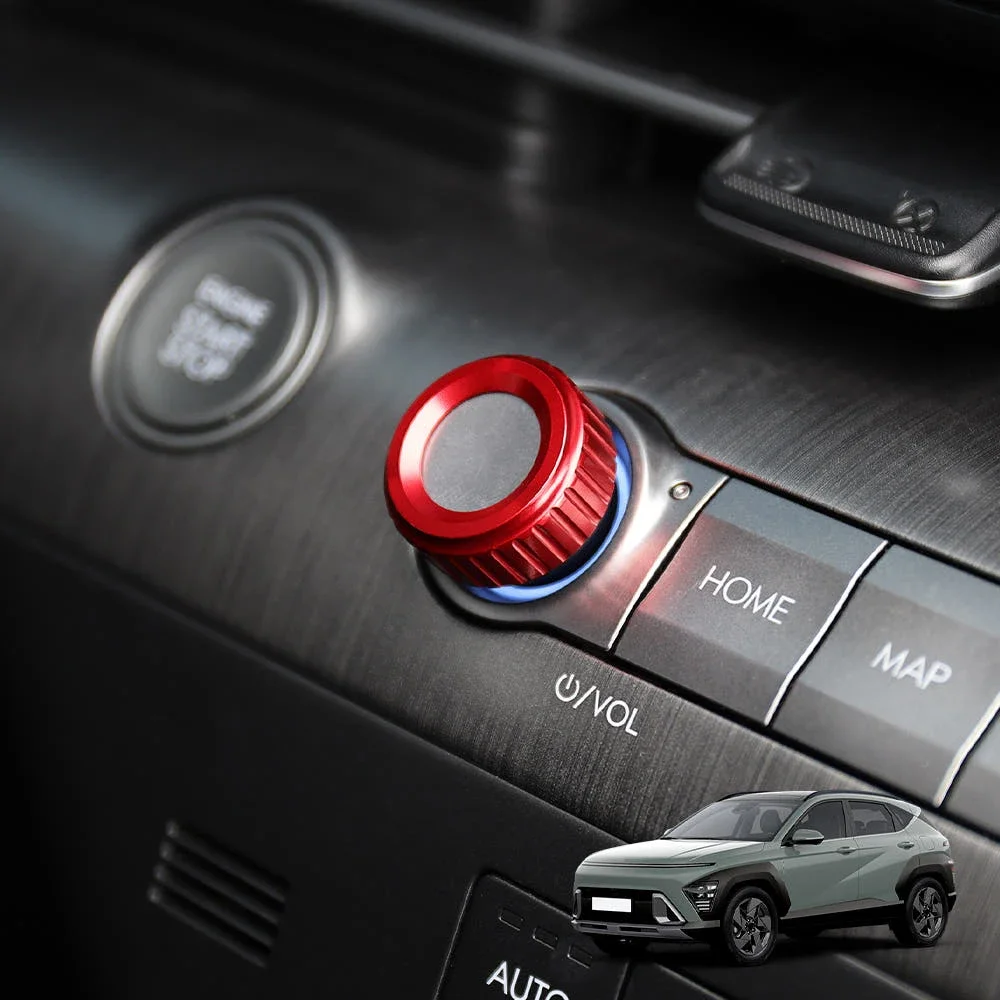Aluminum Alloy Car Central Console Audio Volume Control Knob Ring Cover For Hyundai Kona SX2 2024 2025 2026 Interior Accessories