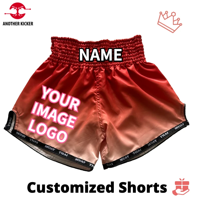 مخصص التدرج الملاكمة التايلاندية السراويل شعار شخصي/التطريز سريعة الجافة الساتان السراويل للتدريب الملاكمة/القتال الرجال النساء الطفل #1