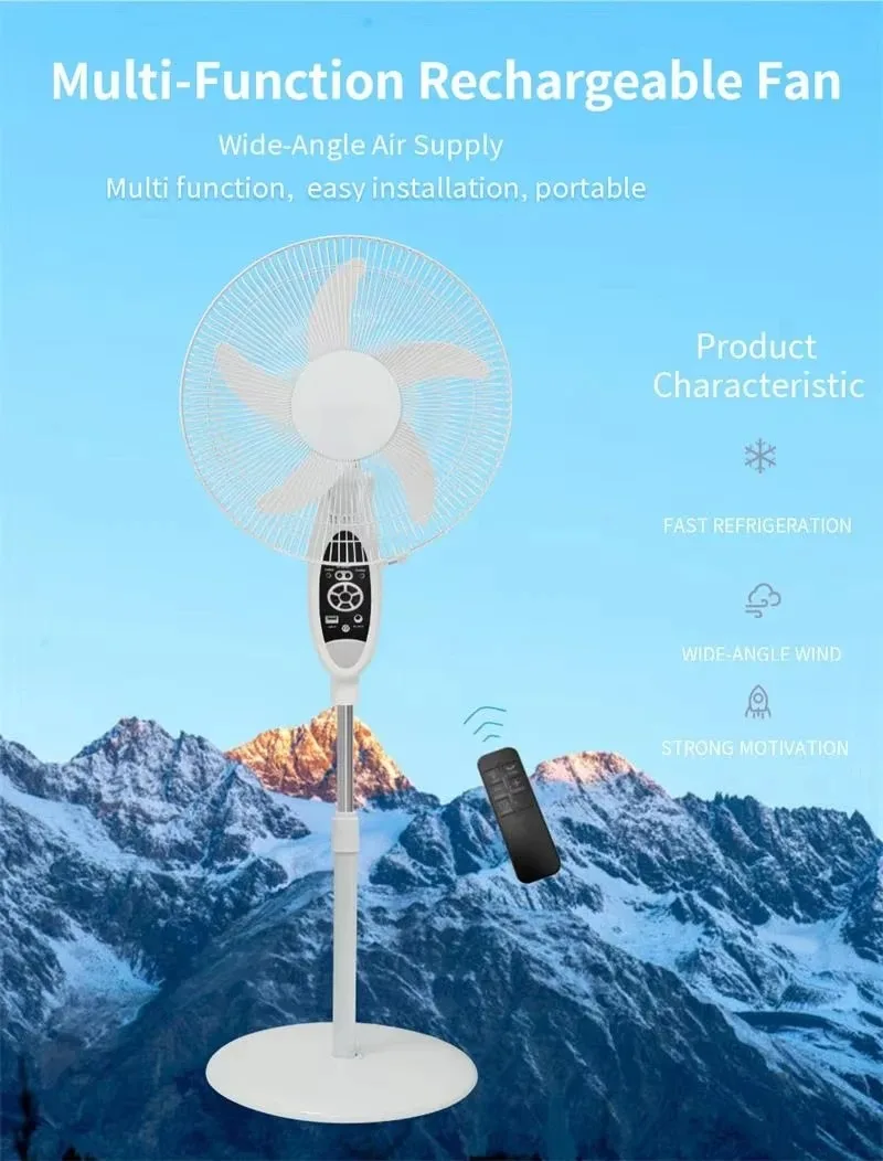 

Solar Fan with Led Light Fan Solar Energy 16 Inch Rechargeable Standing Fans with Panel