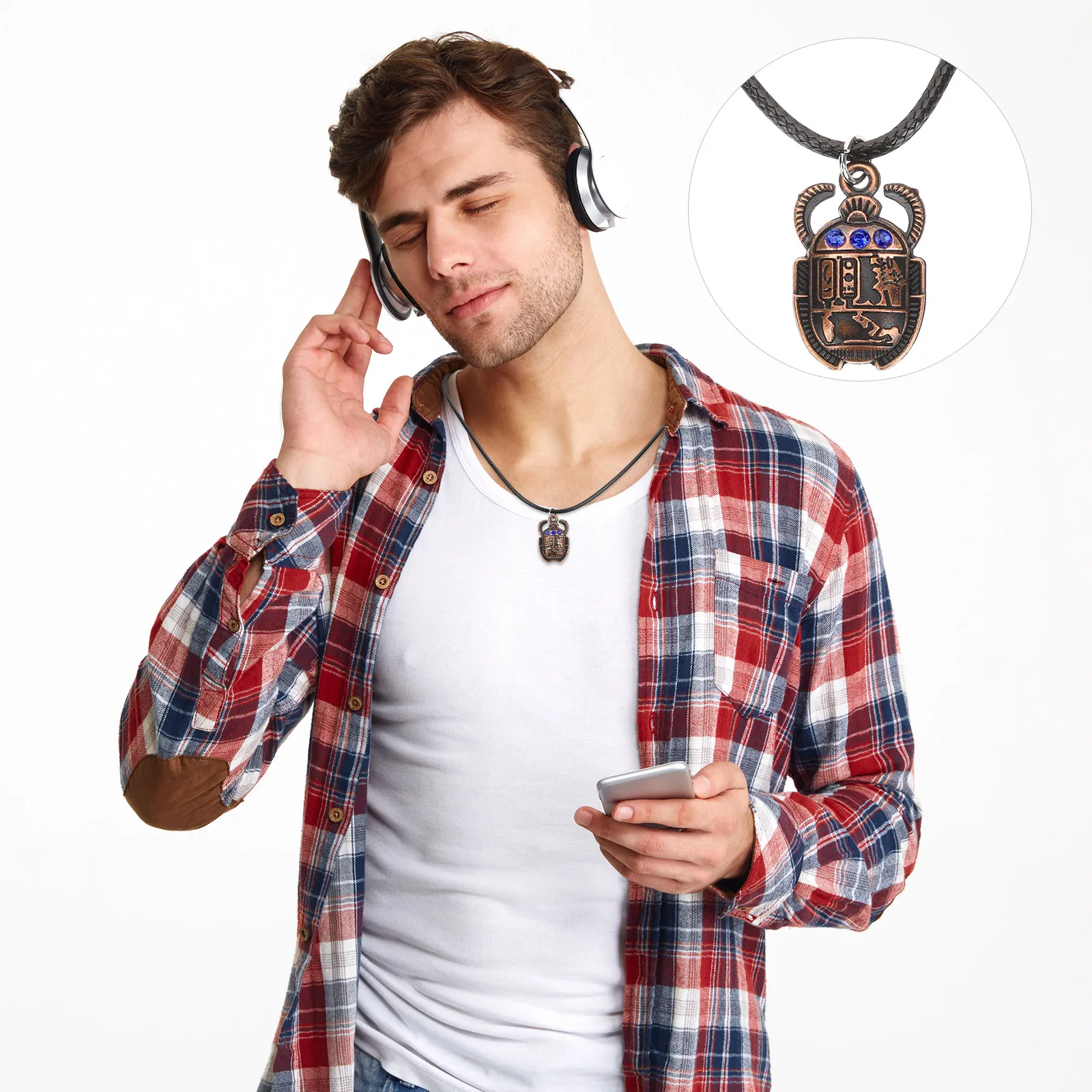6Pcs Egyptian Scarab Necklace Creative Design Easy Wear Necklace Men Women Night Club Jewelry Mens Necklaces Men's Necklaces
