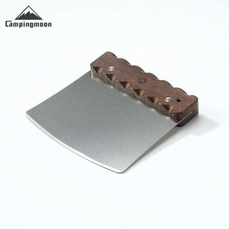 CAMPINGMOON MS-27 مجرفة أرز مقلية من الفولاذ المقاوم للصدأ مع مقبض من الخشب الصلب شفرة مشطوفة أداة طبخ المطبخ لشريحة لحم والقلي