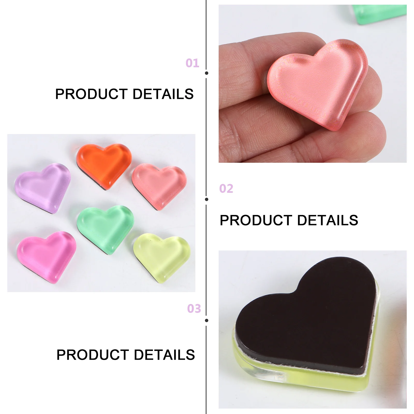 

15Pcs Fridge Magnets Heart Shaped Decorative Refrigerator Sticker Set for Metal Doors Whiteboards Kitchen Gadgets Random Color