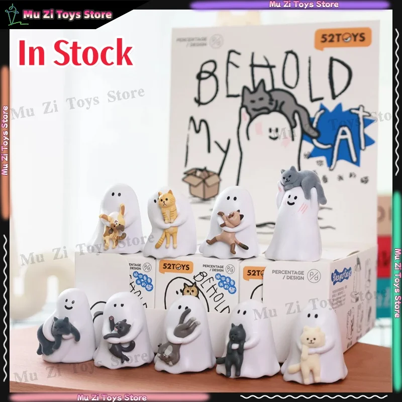 Auf Lager 52TOYS Little Ghost Glow In The Dark Look At My Cat Serie Blind Box Mini-Figur Mysteriöses Nachtlicht Sammlerstück Geschenk