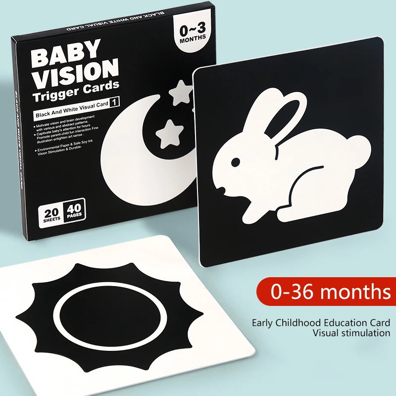 1 Set Early Education Toy For Nerborns Black White Flash Cards High Contrast Visual Stimulation Colour Cards Baby Montessori Toy