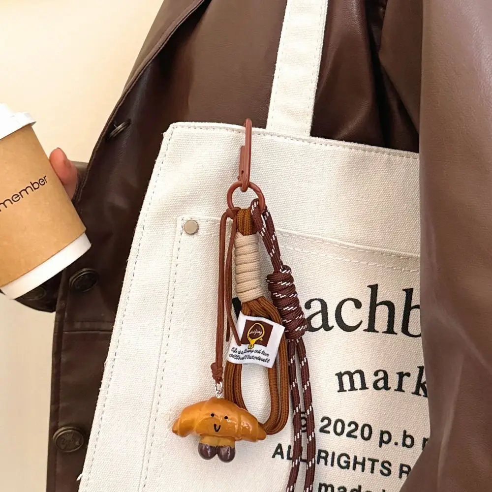 Braided Rope Alkali Water Bread Bag Pendant Handmade Imitation Bread Cartoon Hanging Ornament Student Schoolbag Hangings